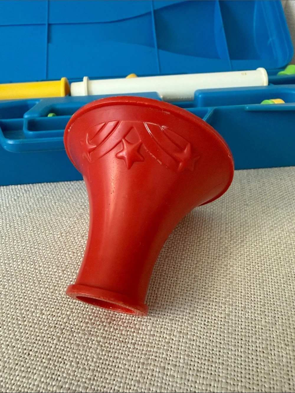 Fisher Price vintage Crazy Combo Horn set complete blue case music toy FP 80s
